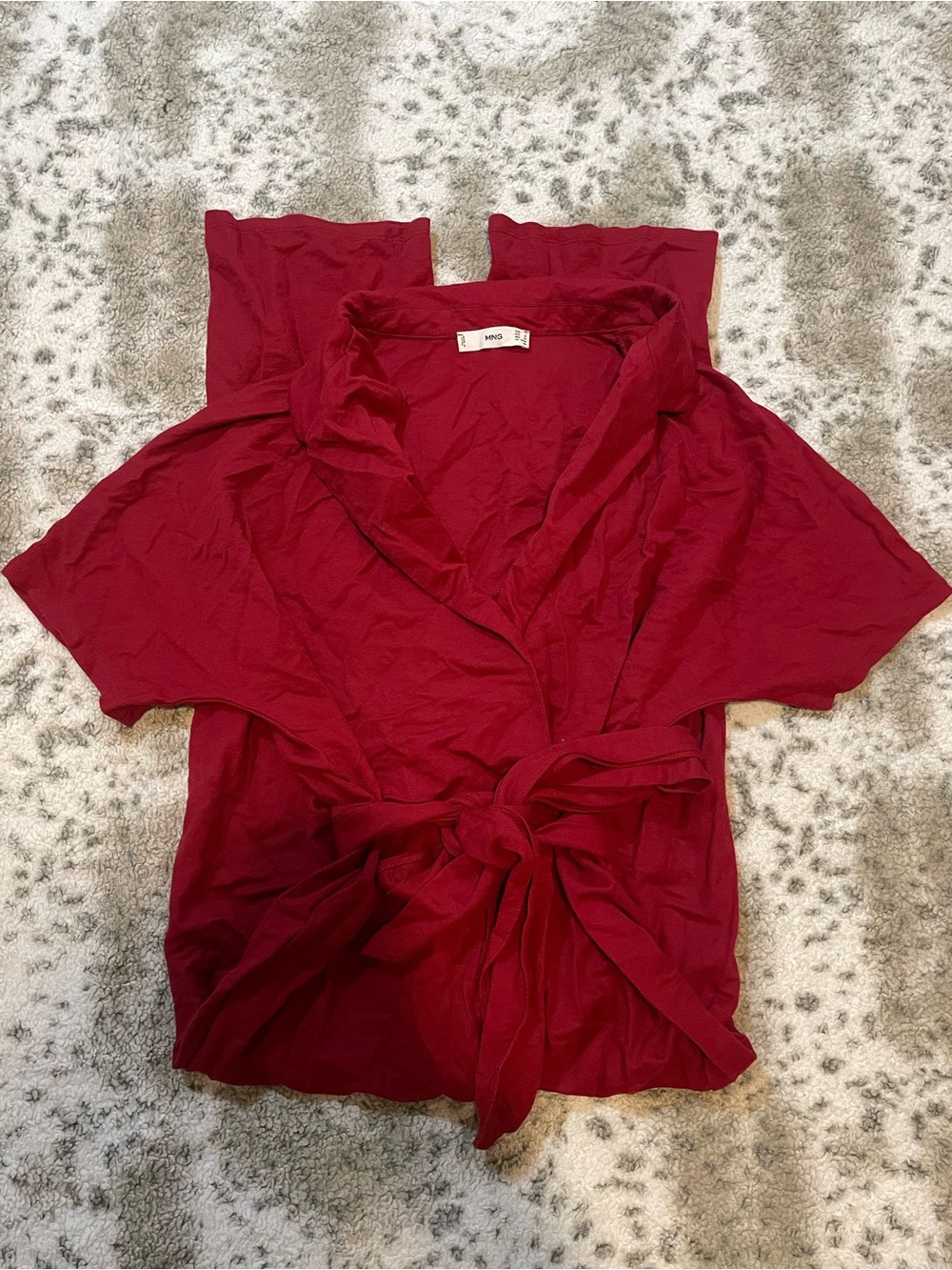 Mango red burgundy belted jumpsuit - Picture 3 of 8